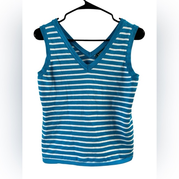 Ralph Lauren blue striped knit tank top - Picture 2 of 5